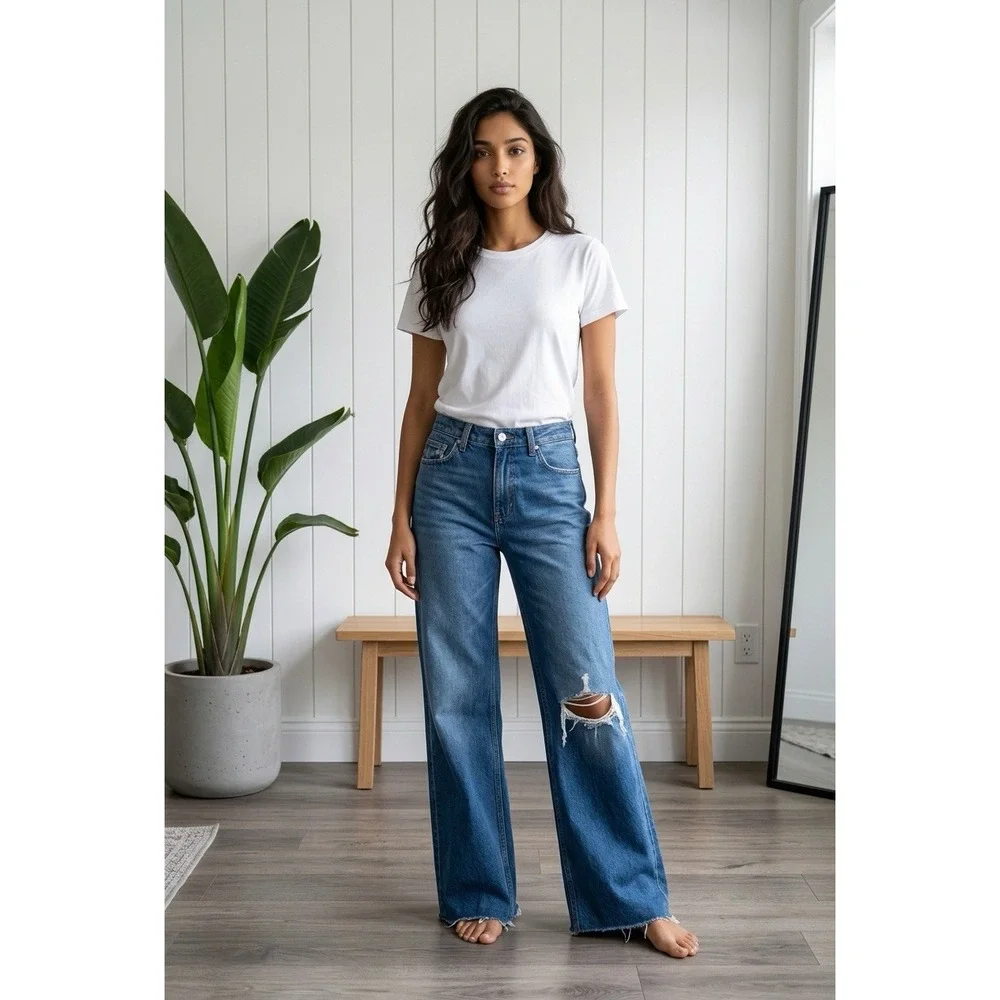 Free People We The Free Curvy Misfit Flare Distressed Jeans